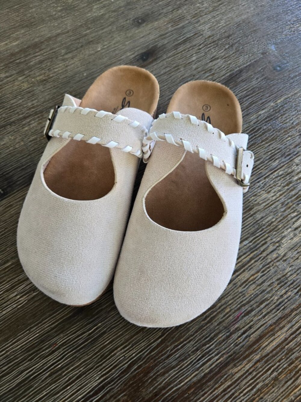 Seven7 Girls Suede Clogs Sandals Whipstitched Strap Adjustable Buckle Size 3